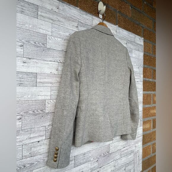J. Crew School Boy Womens Notch Lapel Wool Herringbone Gray Blazer size 0 - Picture 6 of 16
